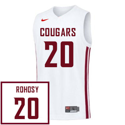 Men #20 AJ Rohosy Washington State Cougars College Basketball Jerseys Sale-White